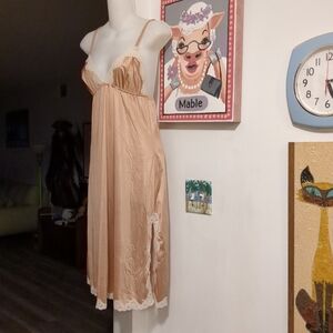 Vintage Papillon Paula Carbone Antron Nylon Slip Dress Lace Intimate Sz 36